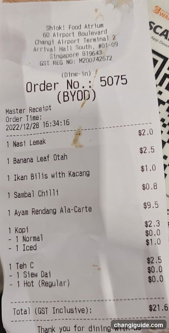 Receipt from Shio! Food Atrium