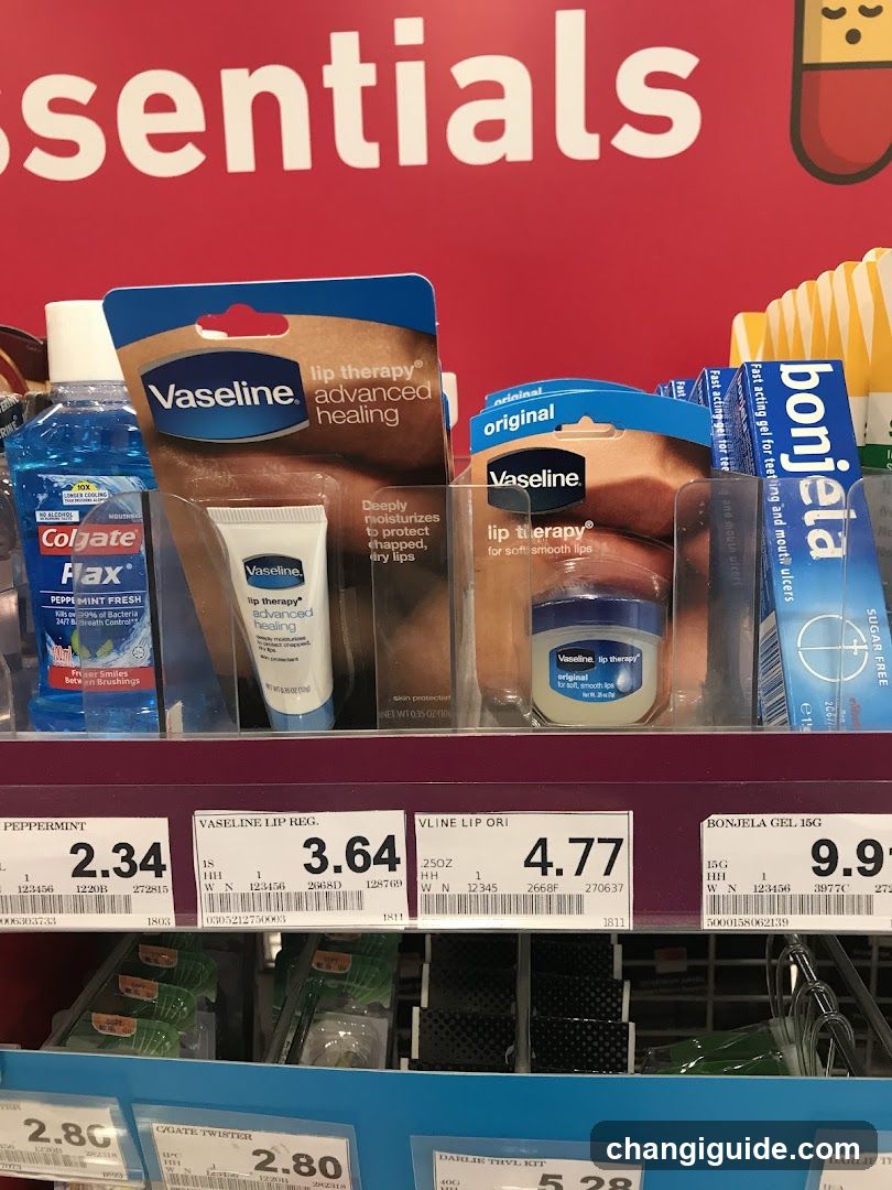 Vaseline Lip Therapy and Bonjela Gel Display