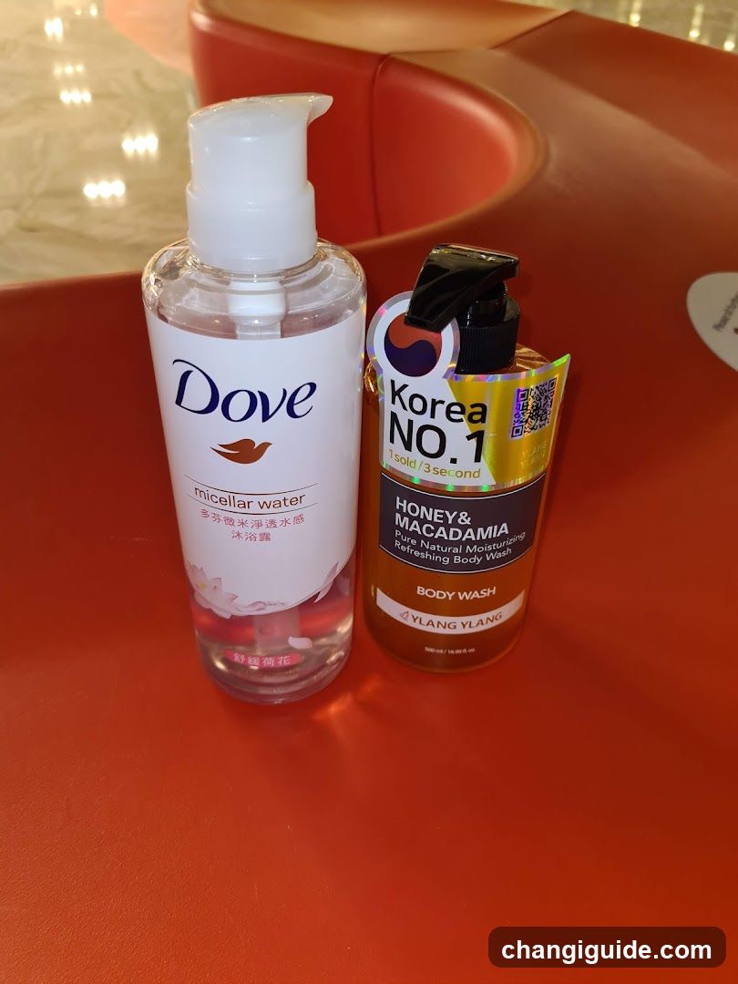 Dove and Korean Body Wash on Table