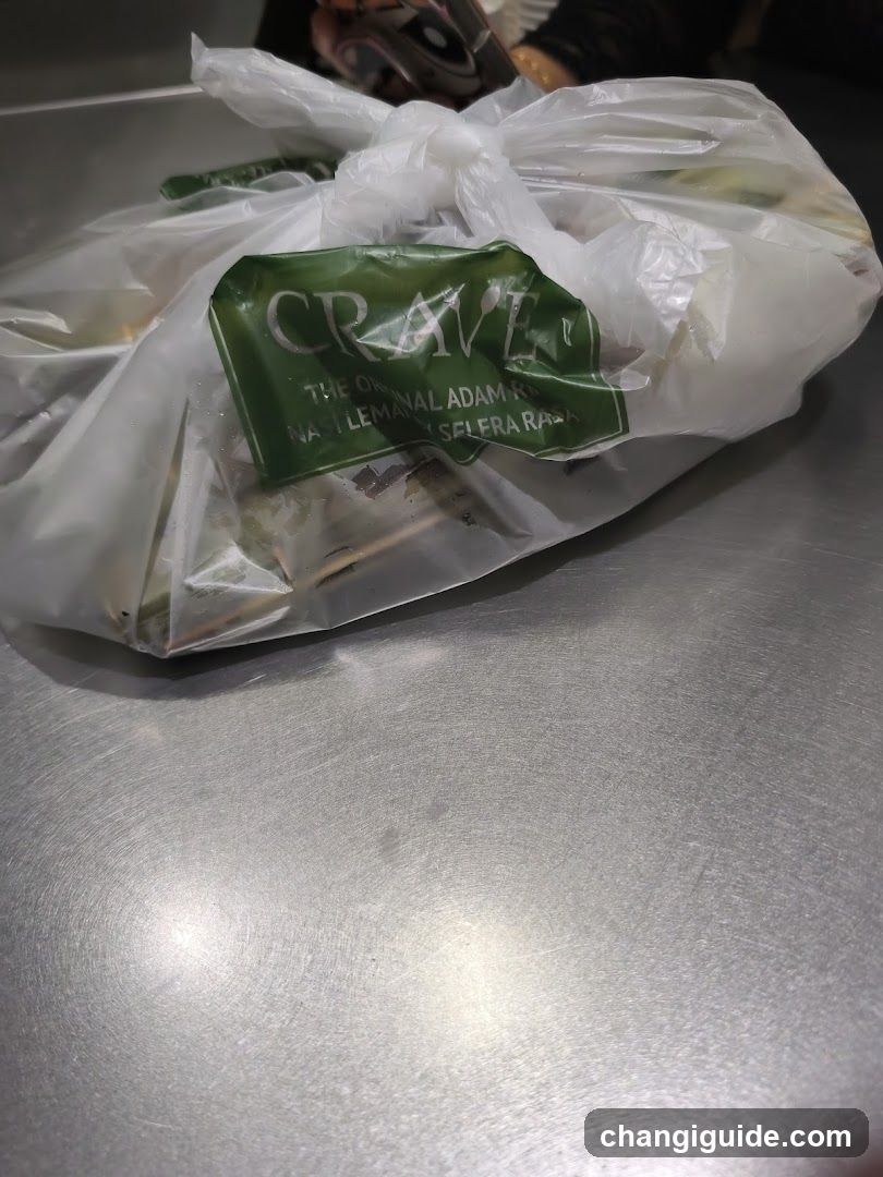 Plastic bag with food item