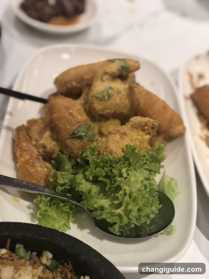 Fried Chicken with Lettuce Garnish
