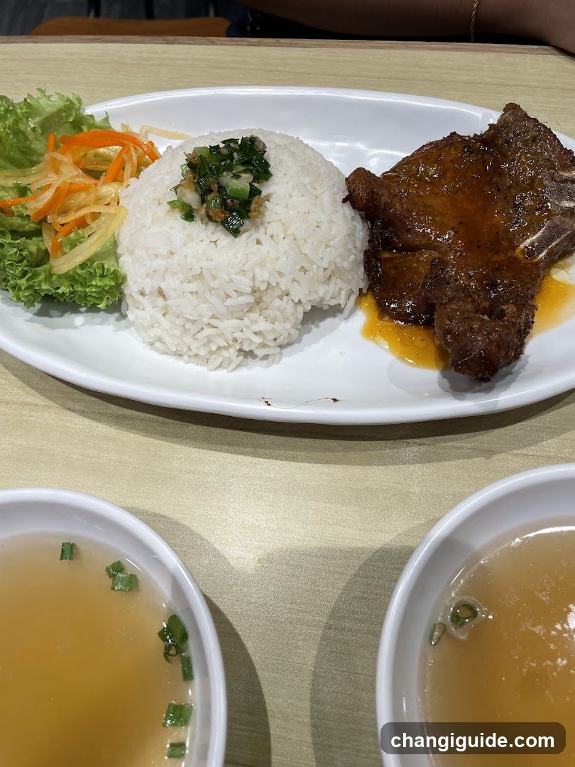 Pork Chop with Rice and Soup