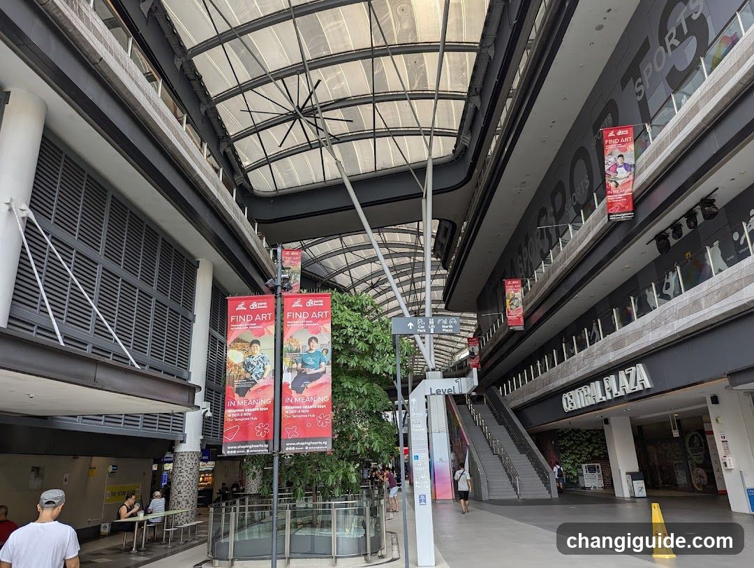 Shopping Mall Interior with Art Banners