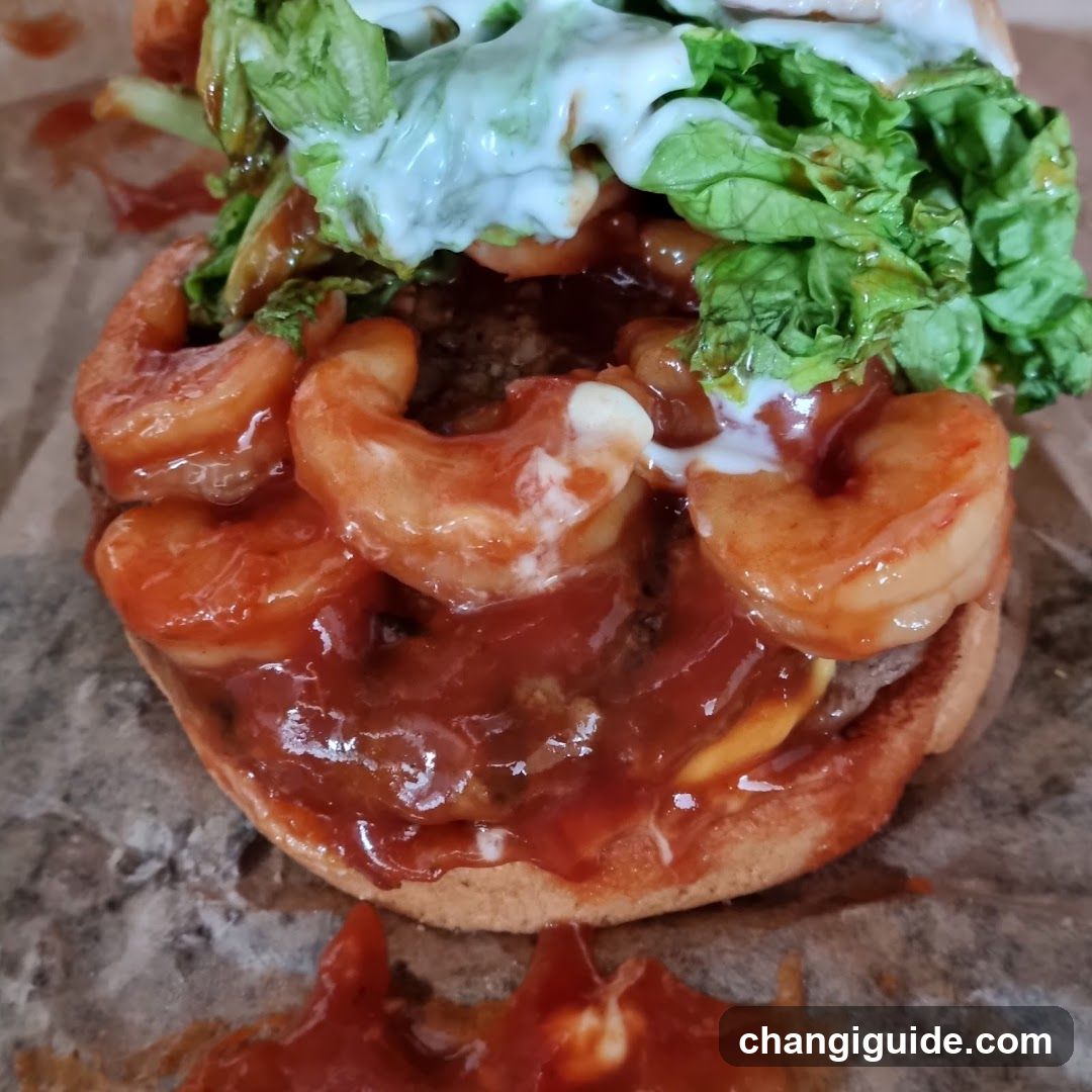 Shrimp Burger with Sauce and Lettuce