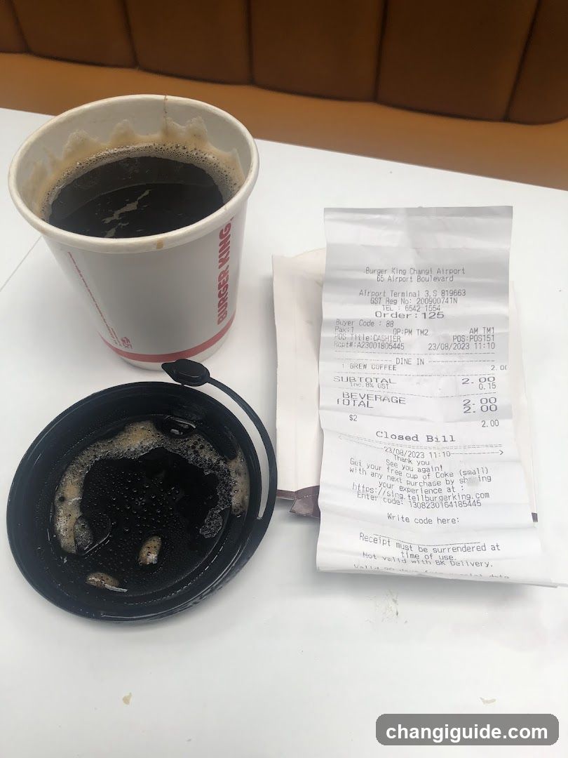 Burger King Coffee and Receipt