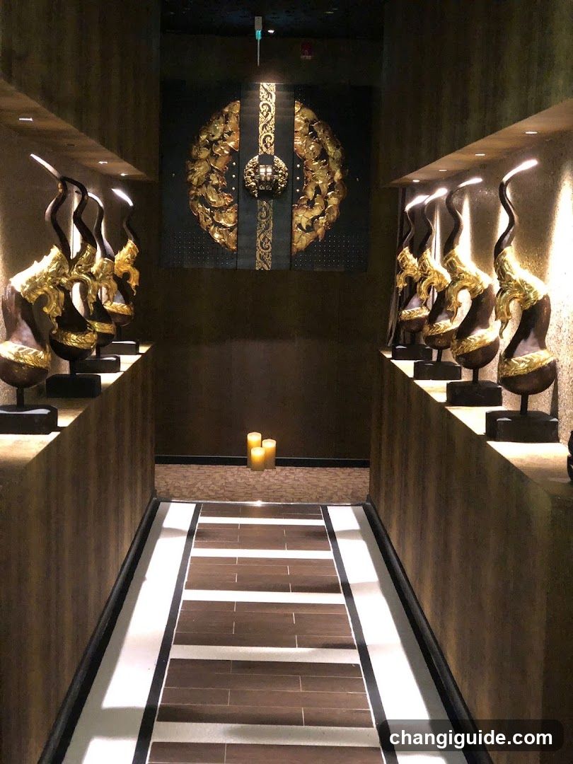 Luxury Interior Hallway with Golden Sculptures