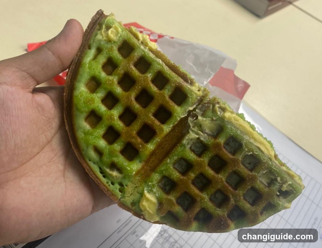 Green Waffle with Butter