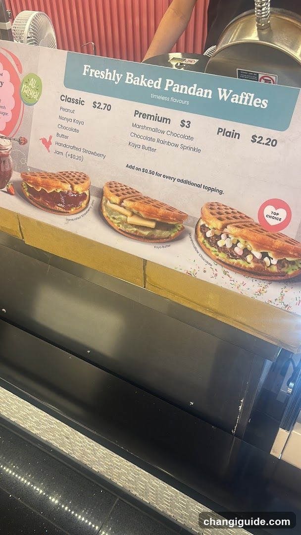 Freshly Baked Pandan Waffles Menu Board