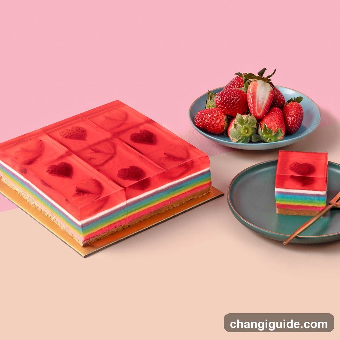 Rainbow Layer Cake with Strawberry Topping