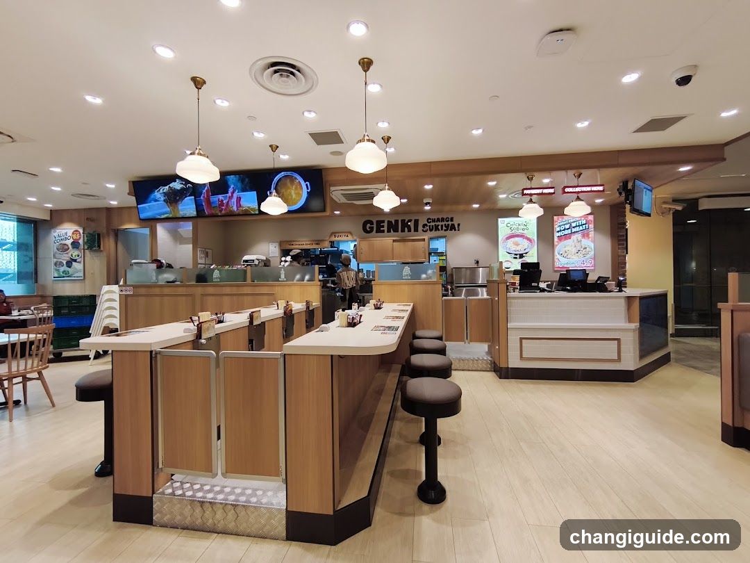 Restaurant Interior with Counter Seating and Service Area