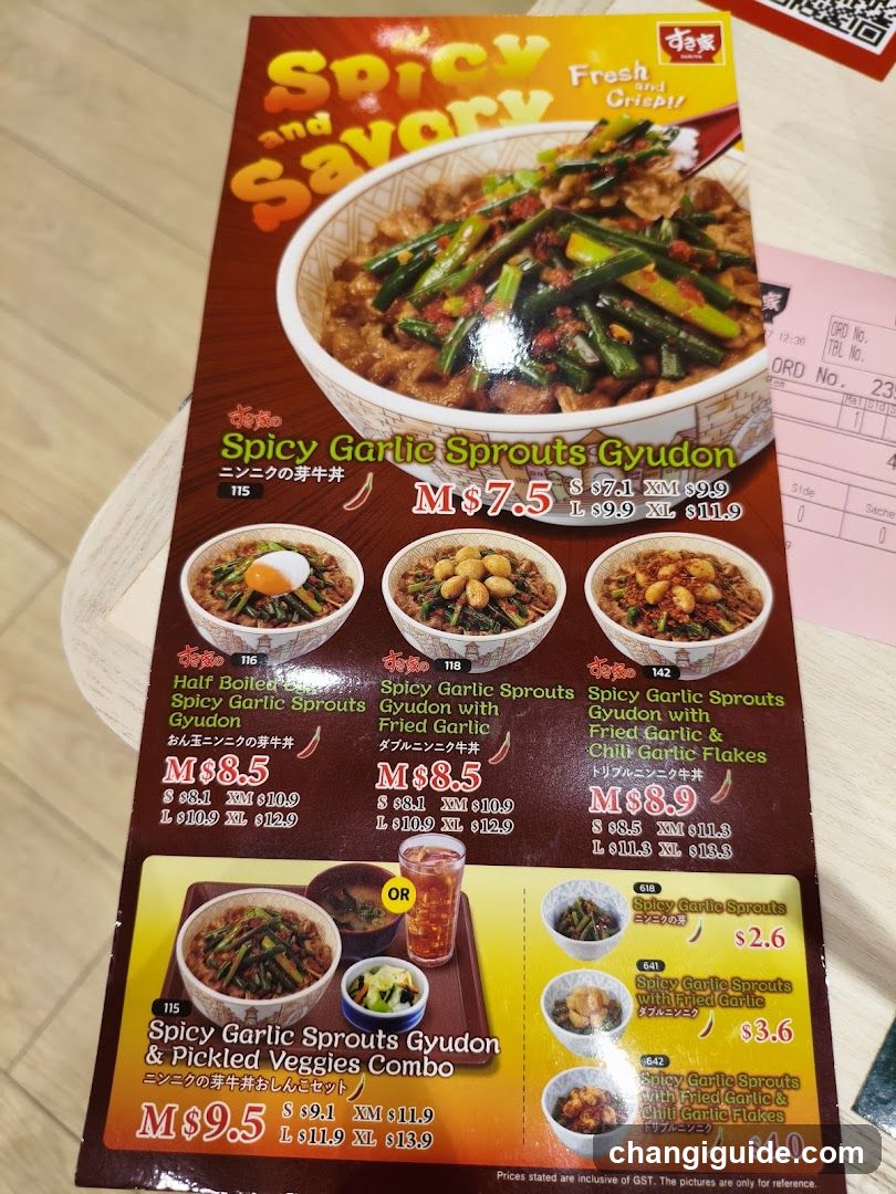 Spicy Garlic Sprouts Gyudon Menu