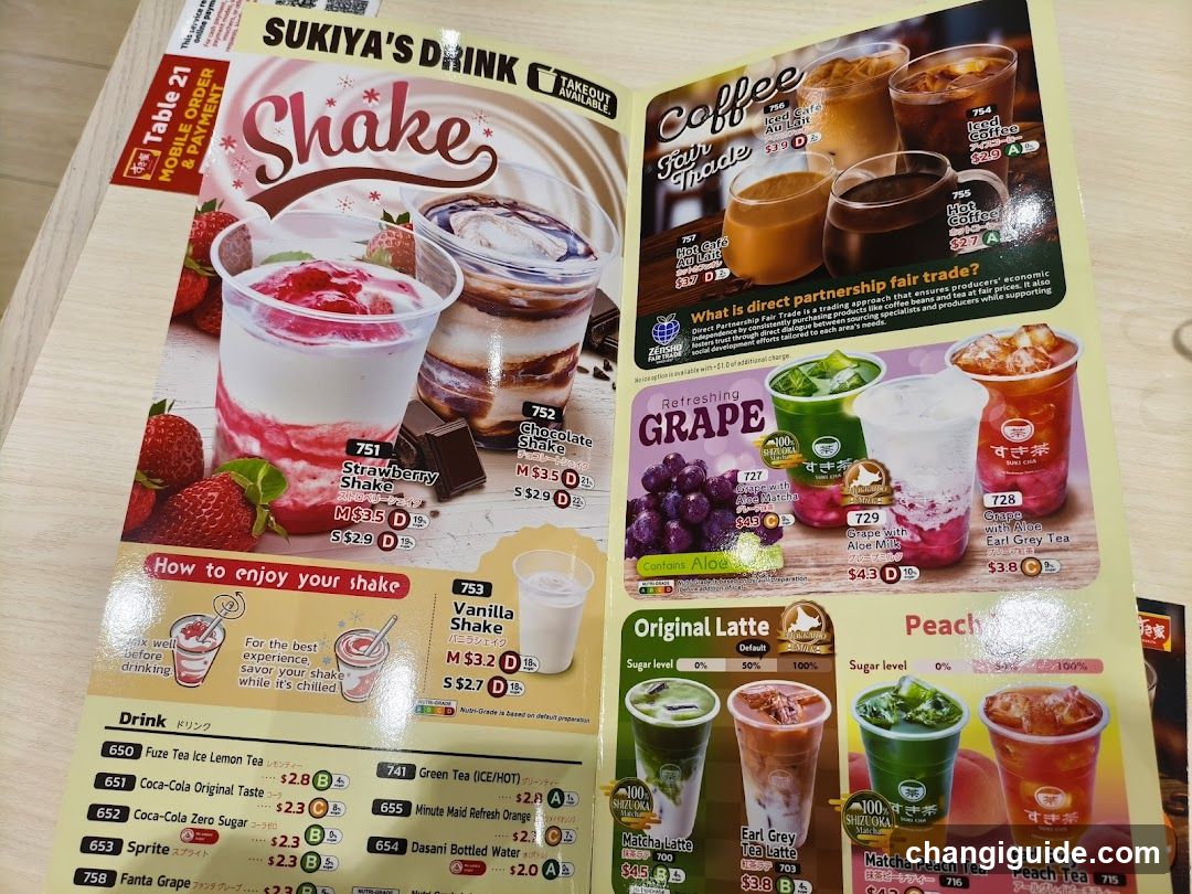 Sukiya's Drink Menu