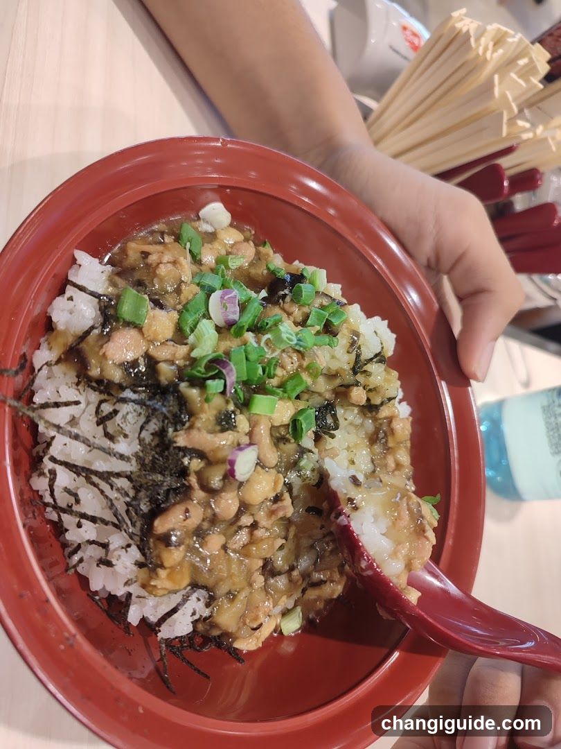 Bowl of Rice with Tofu and Scallions