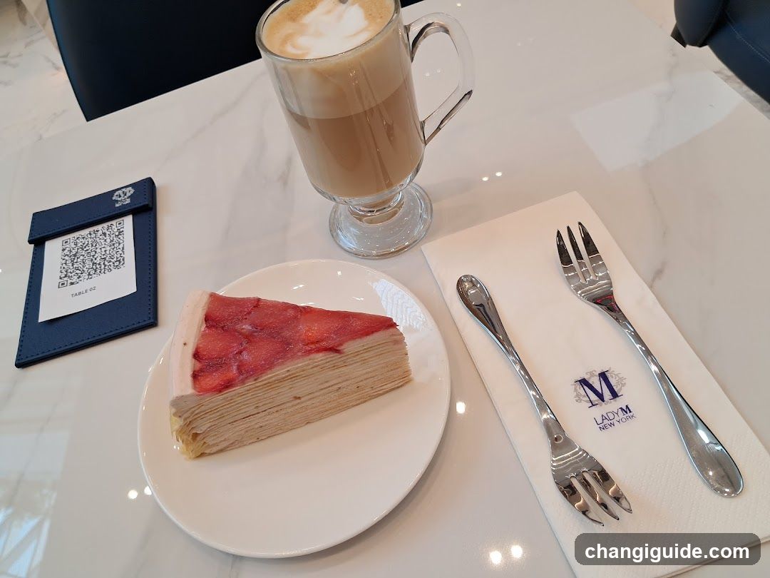 Cafe Table Setting with Cake and Coffee
