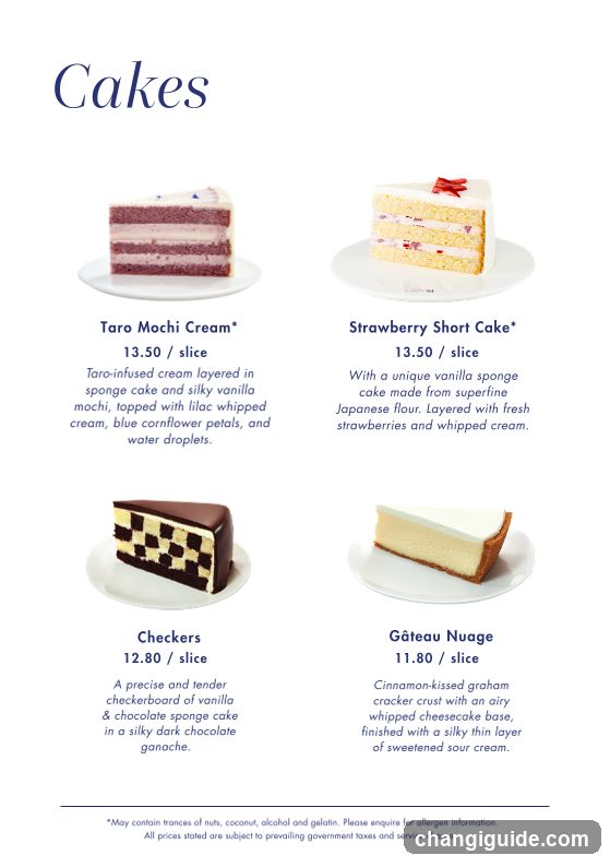 Cakes Menu Page