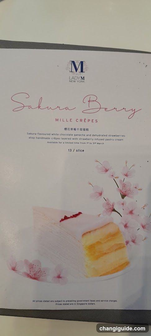 Sakura Berry Mille Crêpes Menu Card