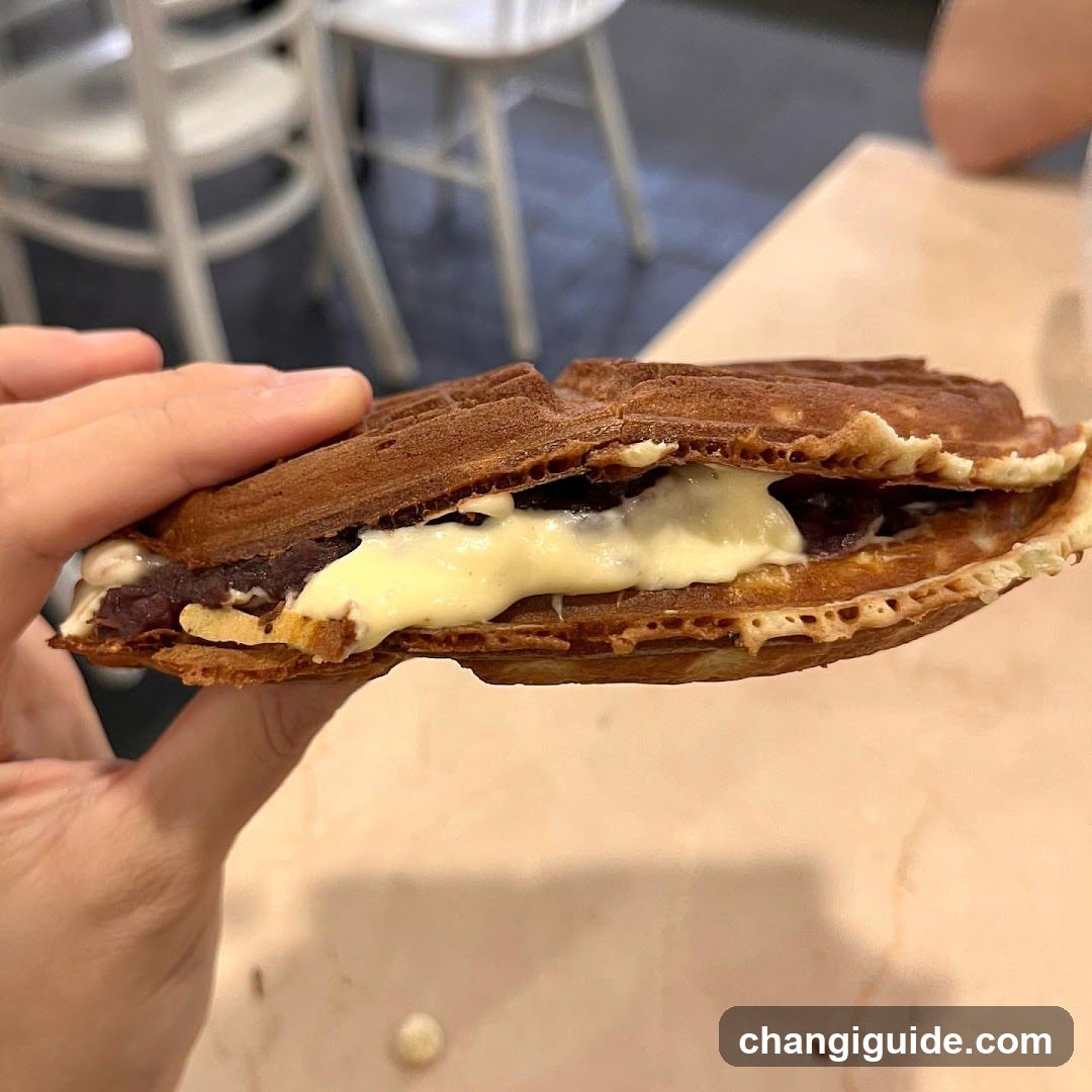 Waffle Sandwich with Cream and Red Bean Filling