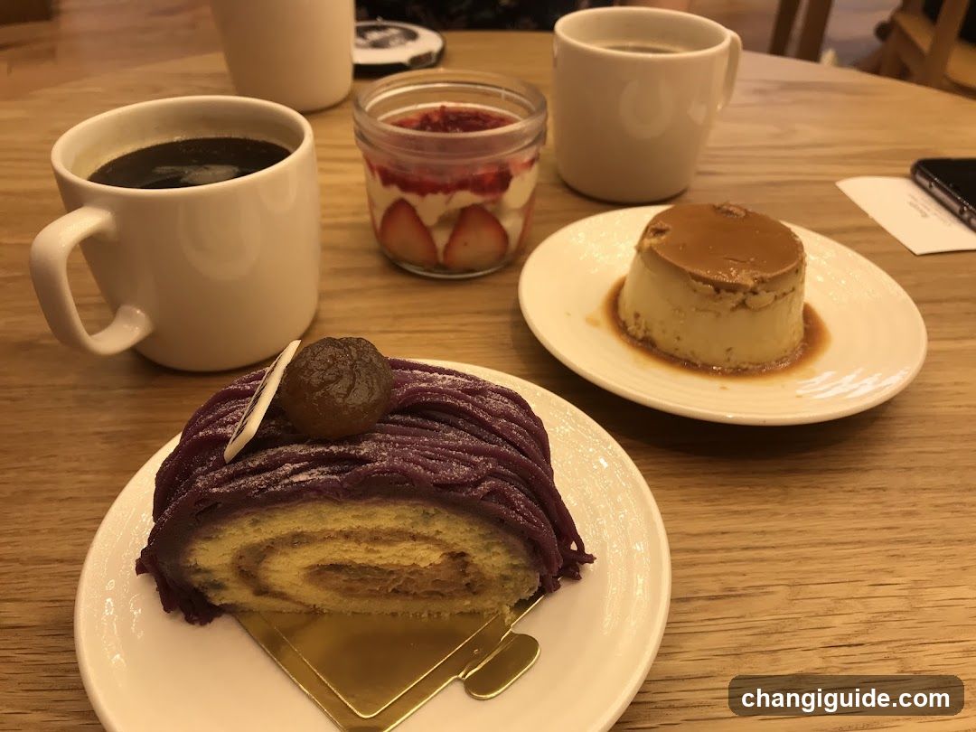 Cafe Table Setting with Desserts and Coffee