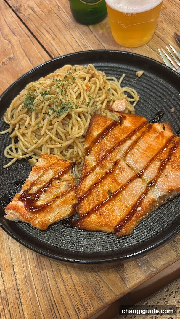 Grilled Salmon with Pasta