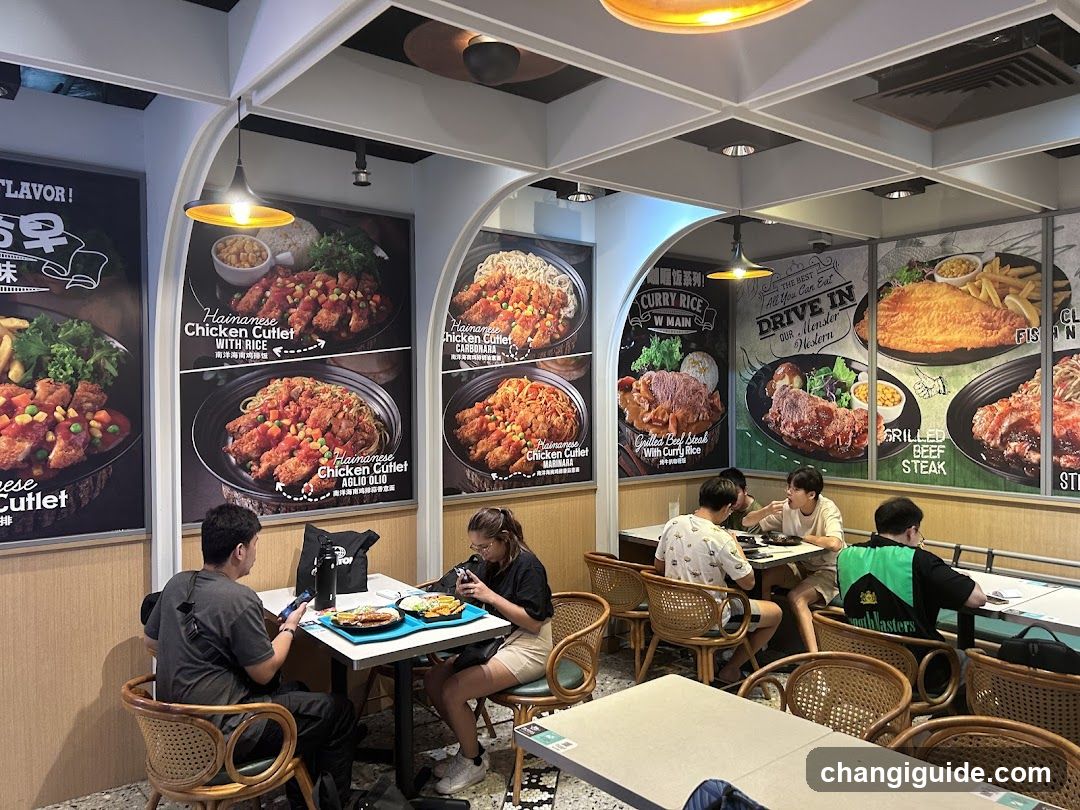 Restaurant Interior with Menu Posters