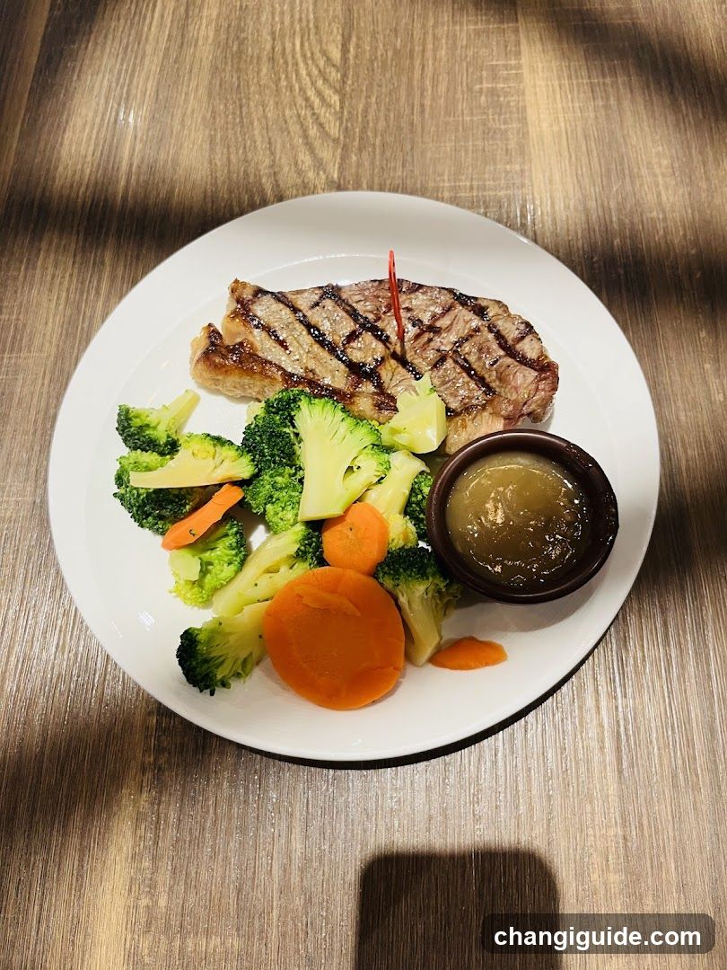 Grilled Steak with Vegetables and Sauce