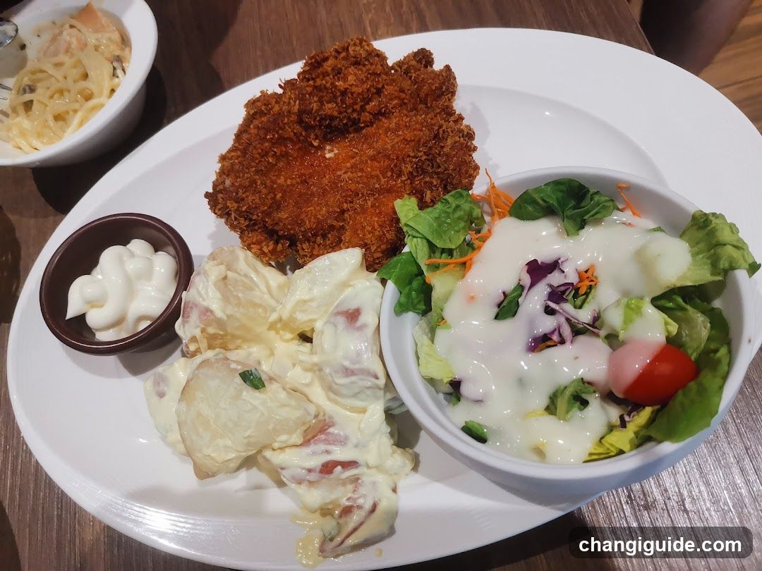 Breaded Chicken Meal with Salad and Potato Salad