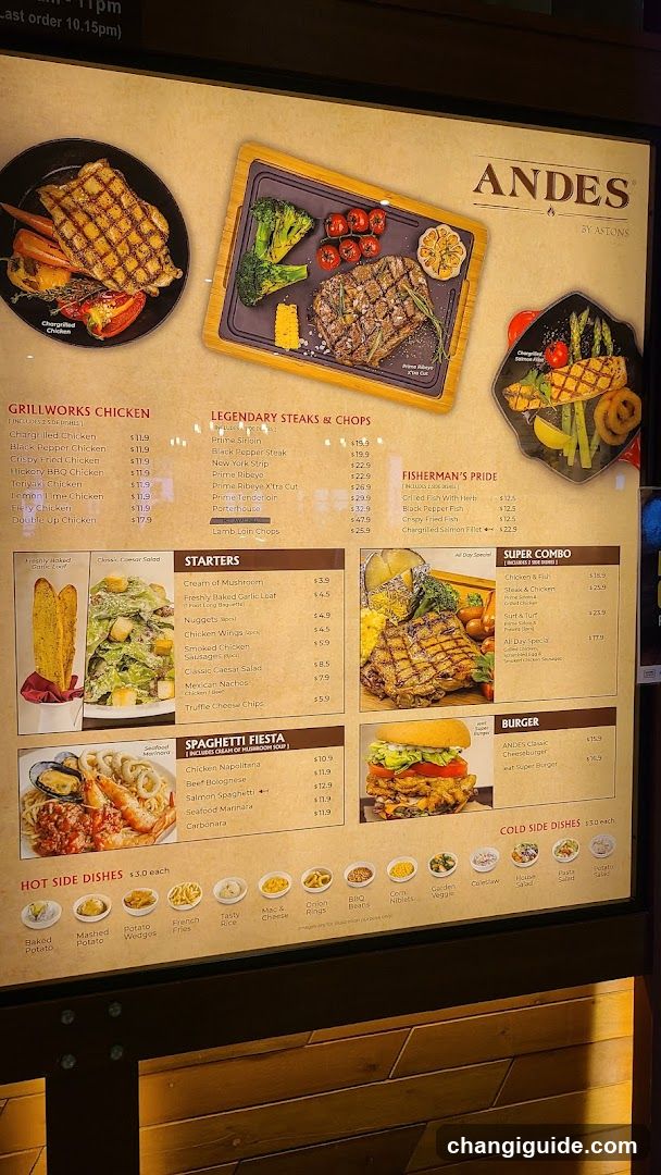 Andes by Astons Menu Board