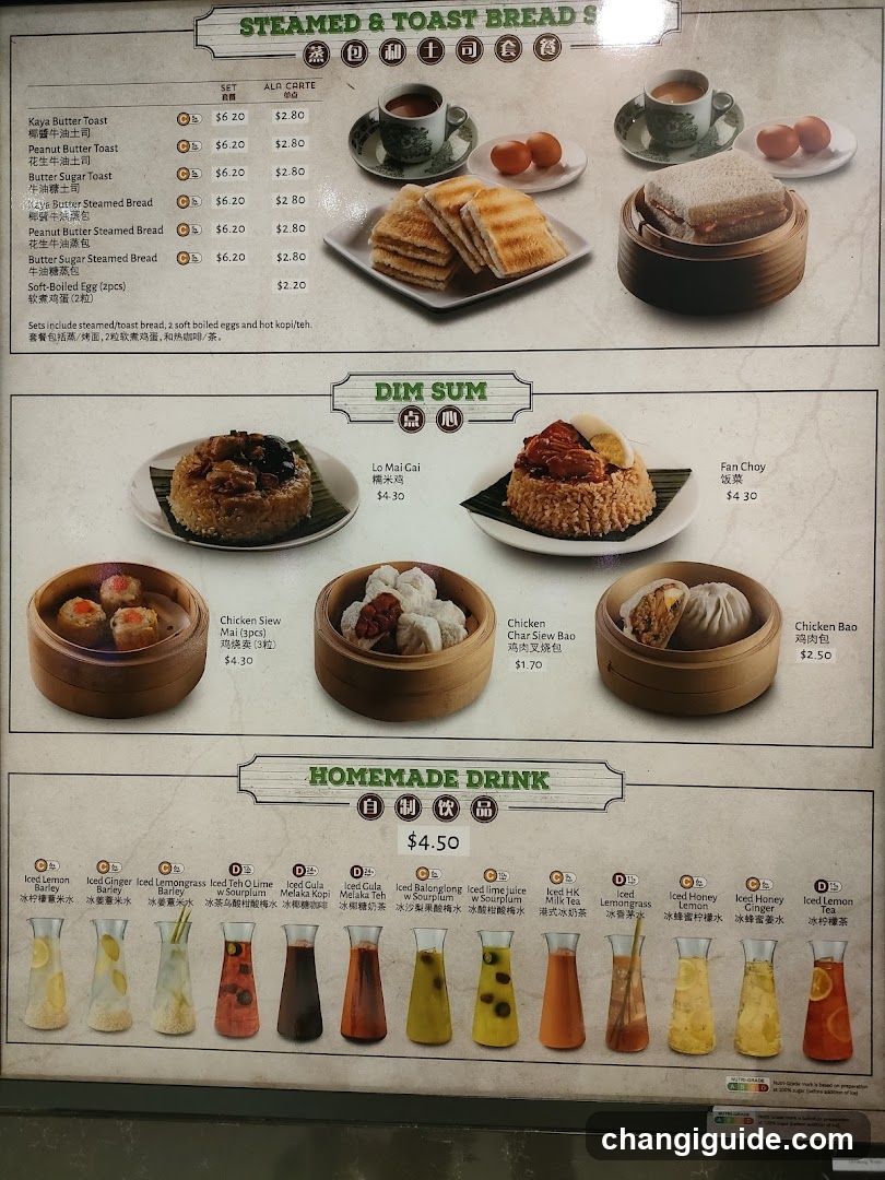 Steamed & Toast Bread, Dim Sum, Homemade Drink Menu