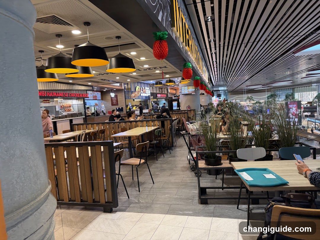 Food Court Interior with Decorative Pineapples