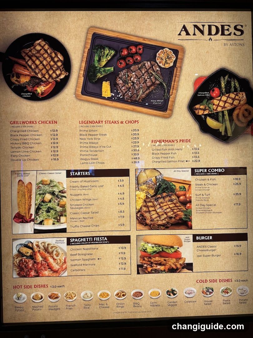 Andes by Astons Menu Board