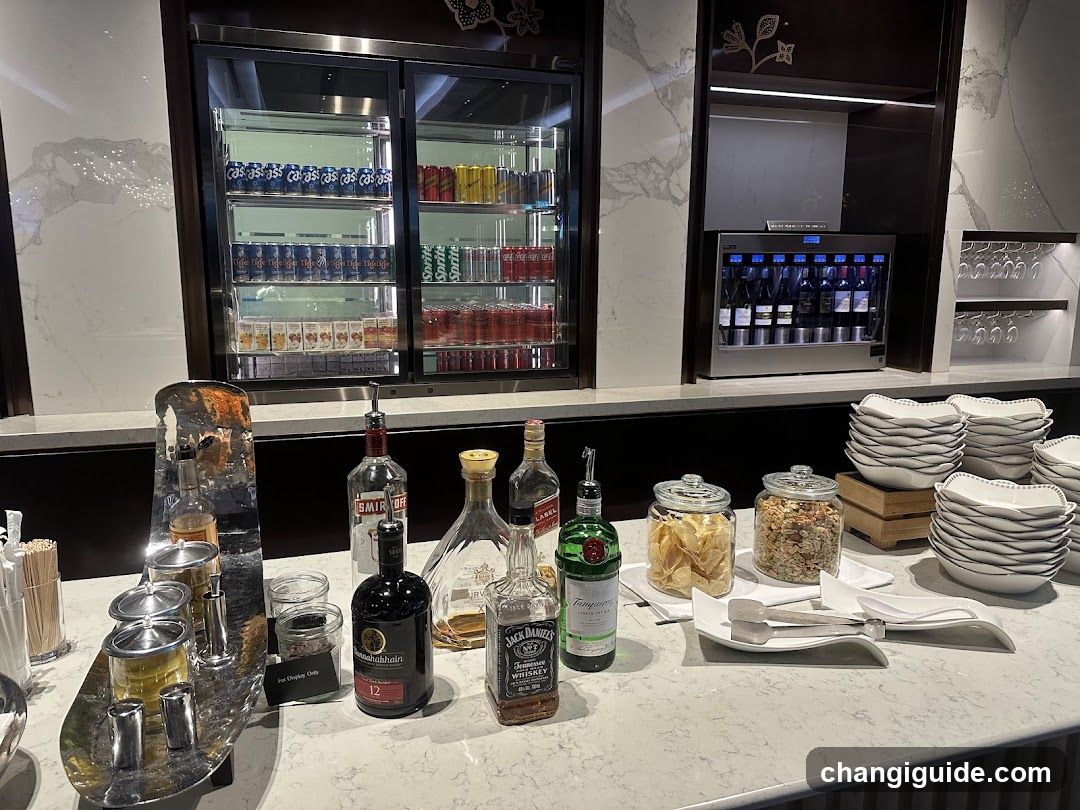 Bar Counter with Beverages and Snacks
