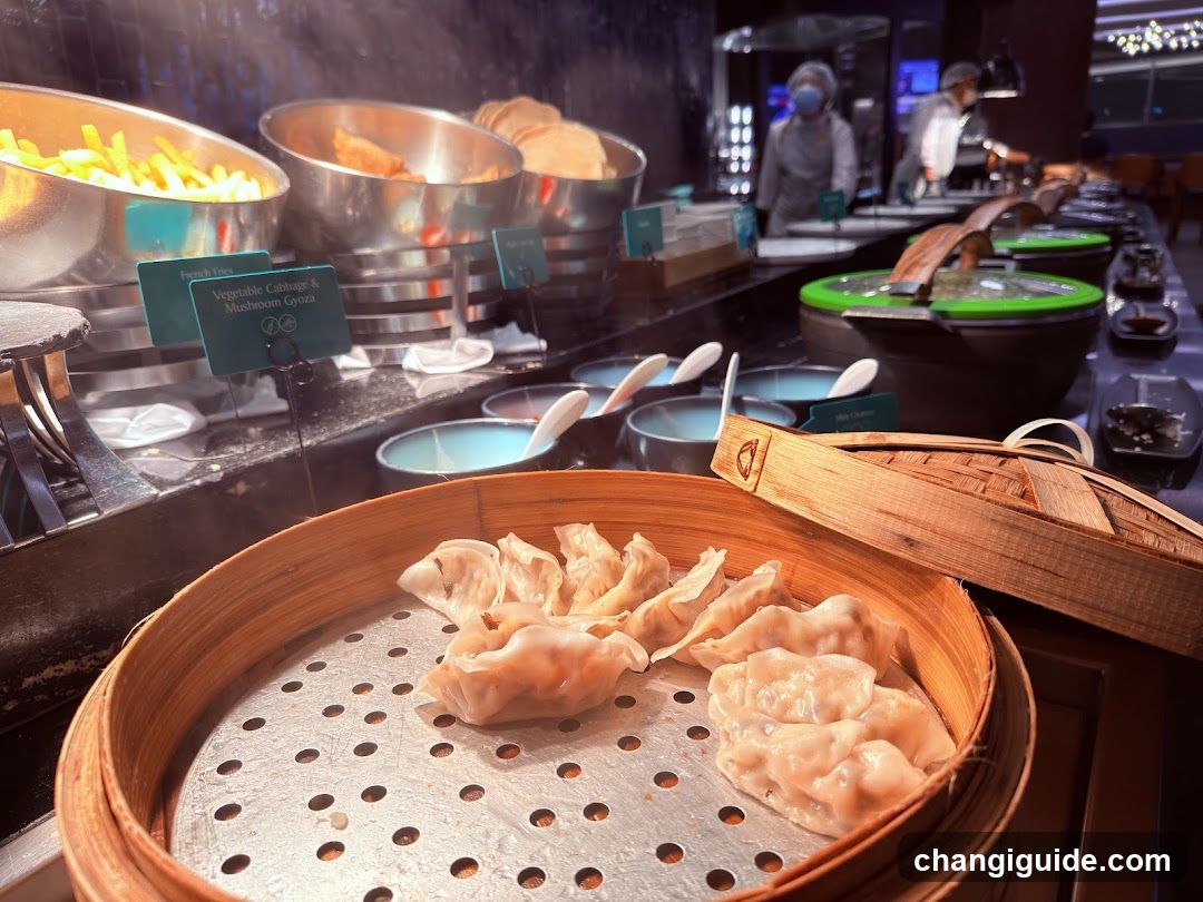 Dumplings and Buffet Food Display