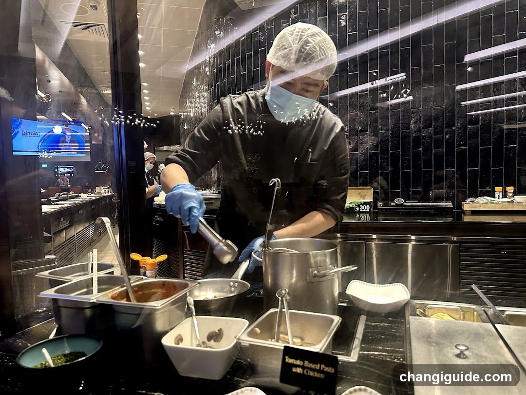 Chef Preparing Food at Buffet Station