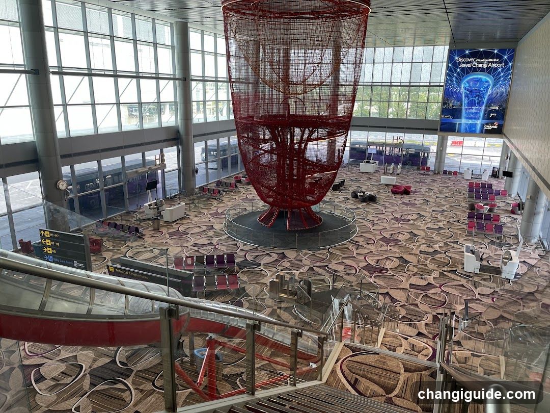 Airport Terminal Interior with Art Installation