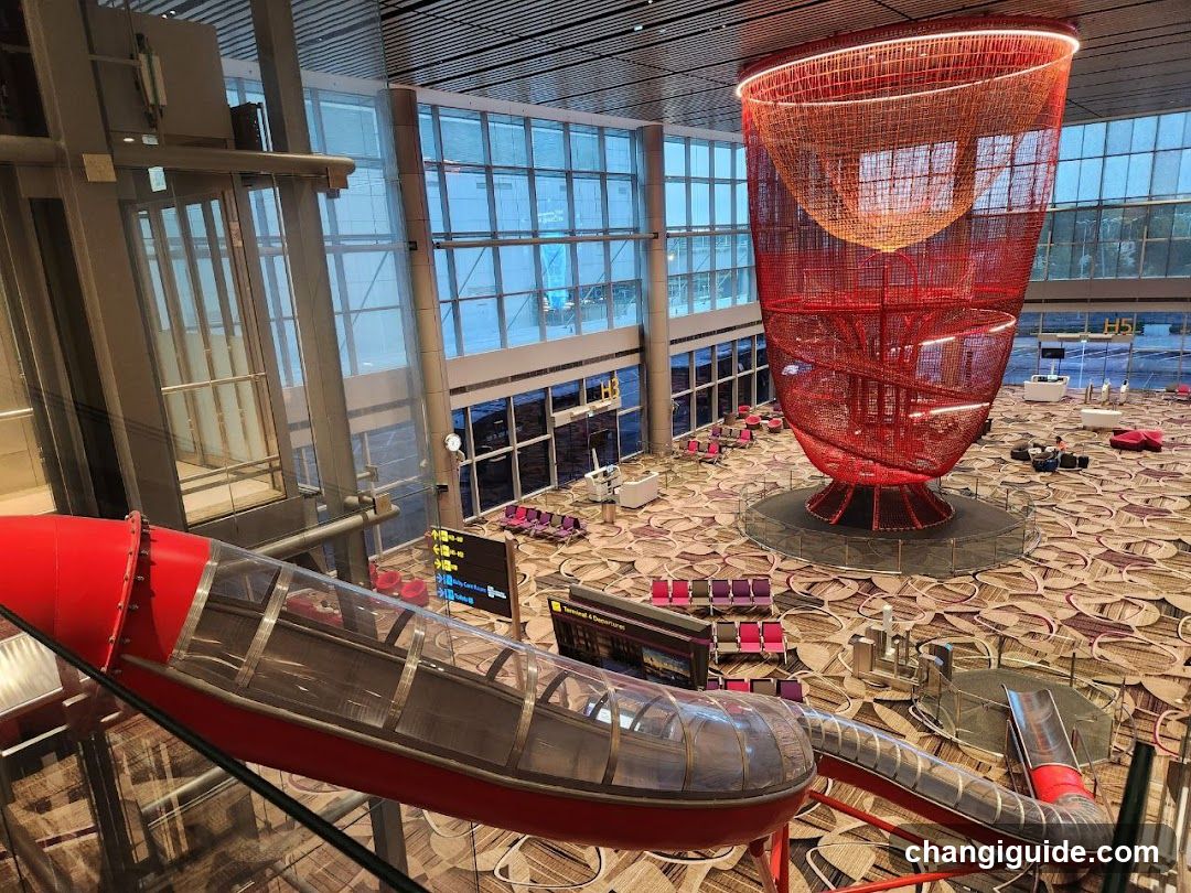 Airport Interior with Red Sculpture