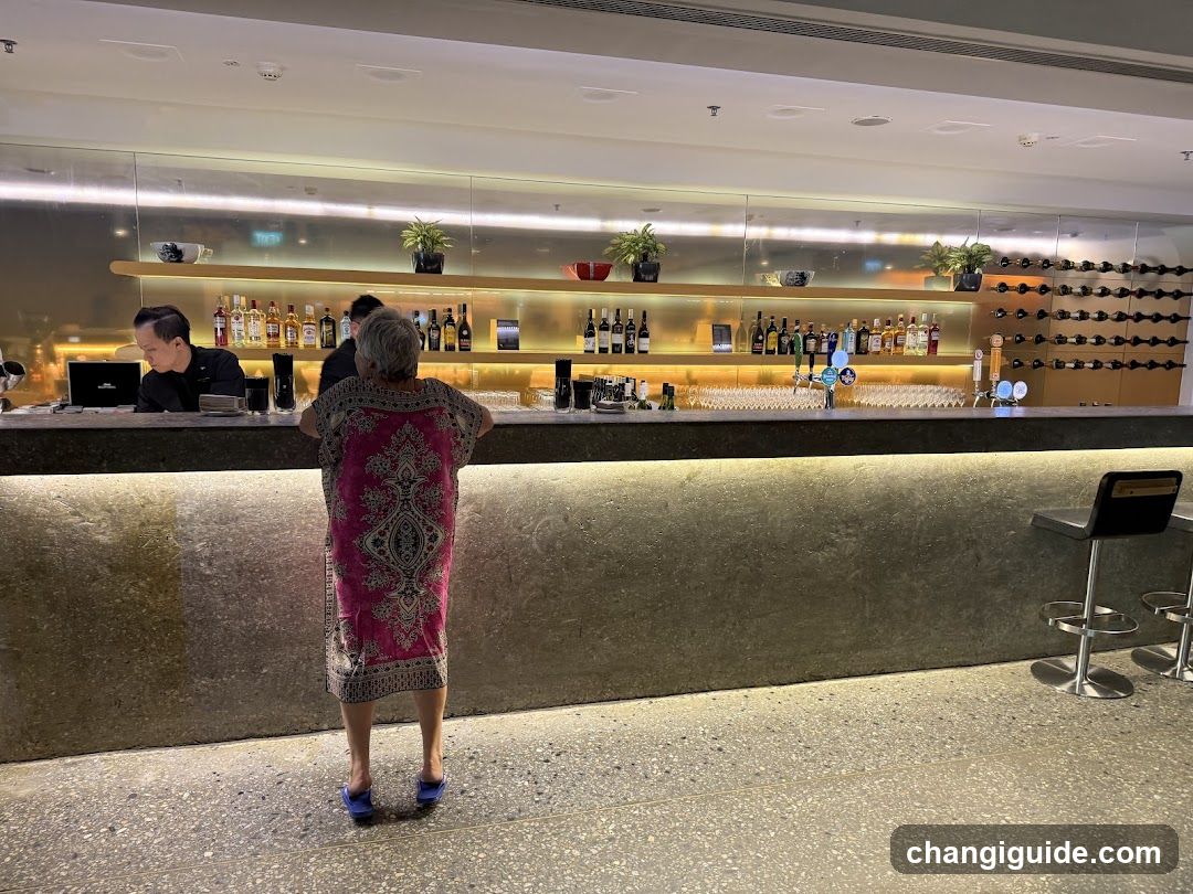 Bar Interior with Staff and Customer