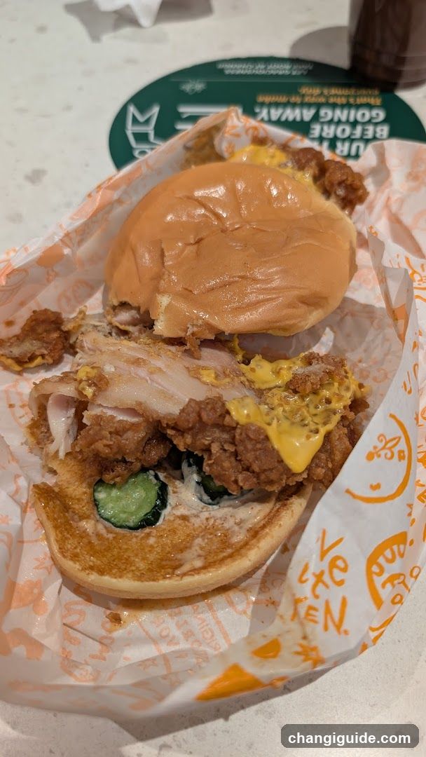 Fried Chicken Sandwich with Pickles and Mustard