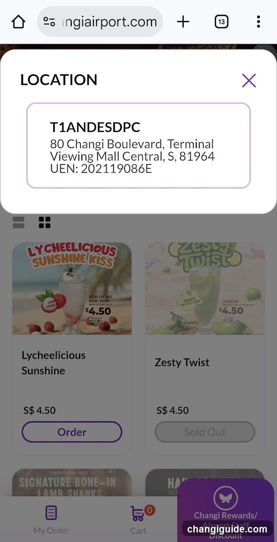 Airport Food Ordering App Interface