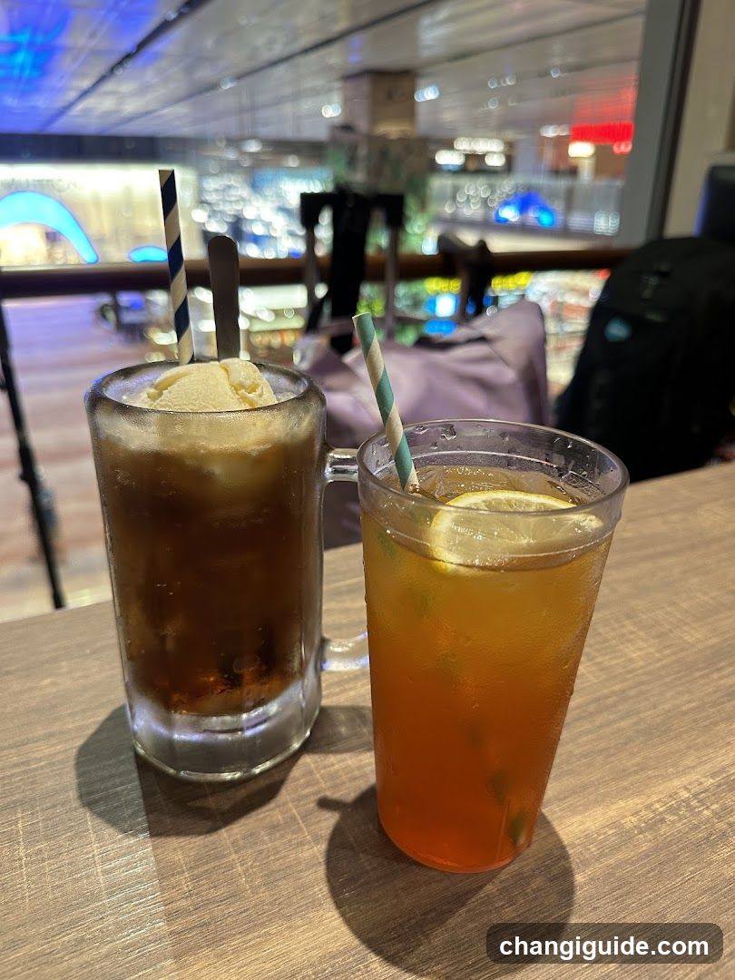 Two drinks on a table