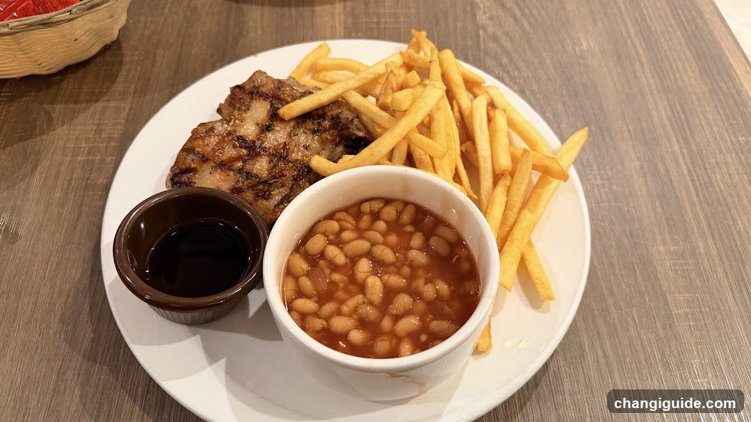 Grilled Meat with Fries and Beans