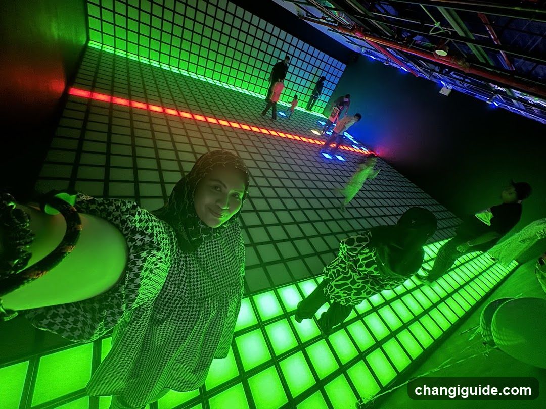 Selfie in Neon-Lit Room