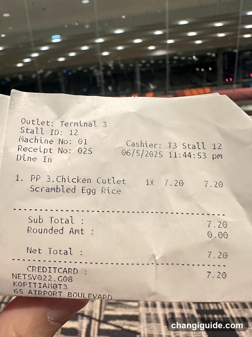 Receipt from Airport Food Stall