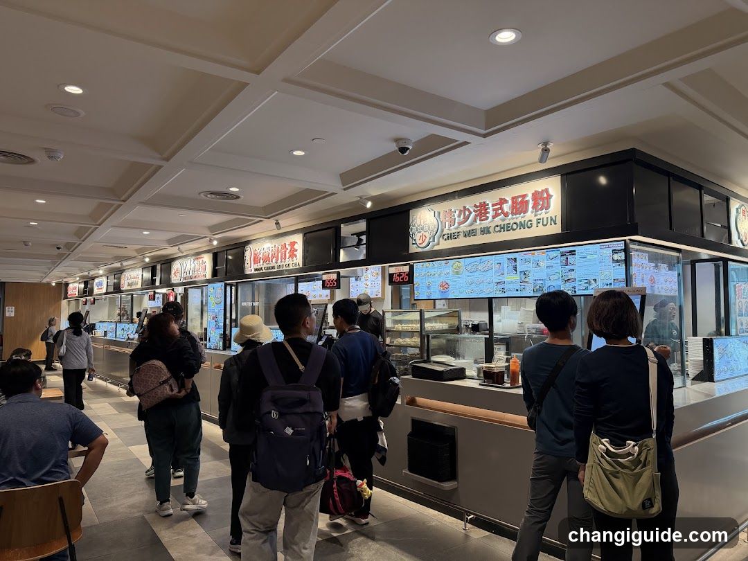 Food Court Interior with Queuing Customers