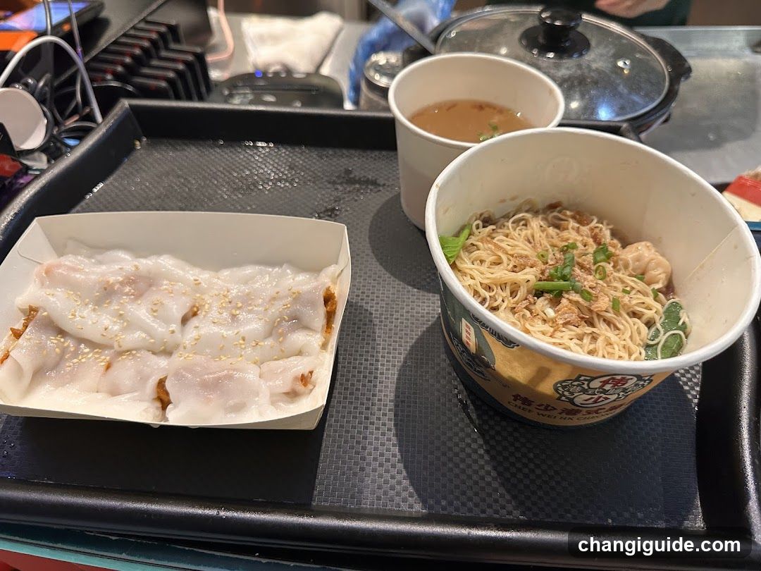 Food Tray with Dim Sum and Noodles