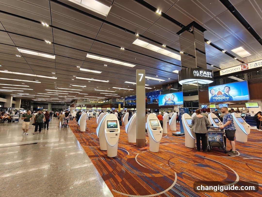 Airport Check-in Area with Self-Service Kiosks
