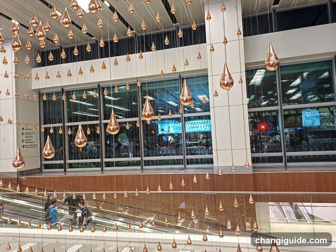 Hanging Copper Decorations in Airport Terminal