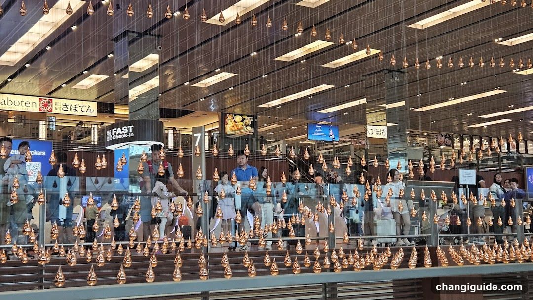 Shopping Mall Interior with Hanging Decorations