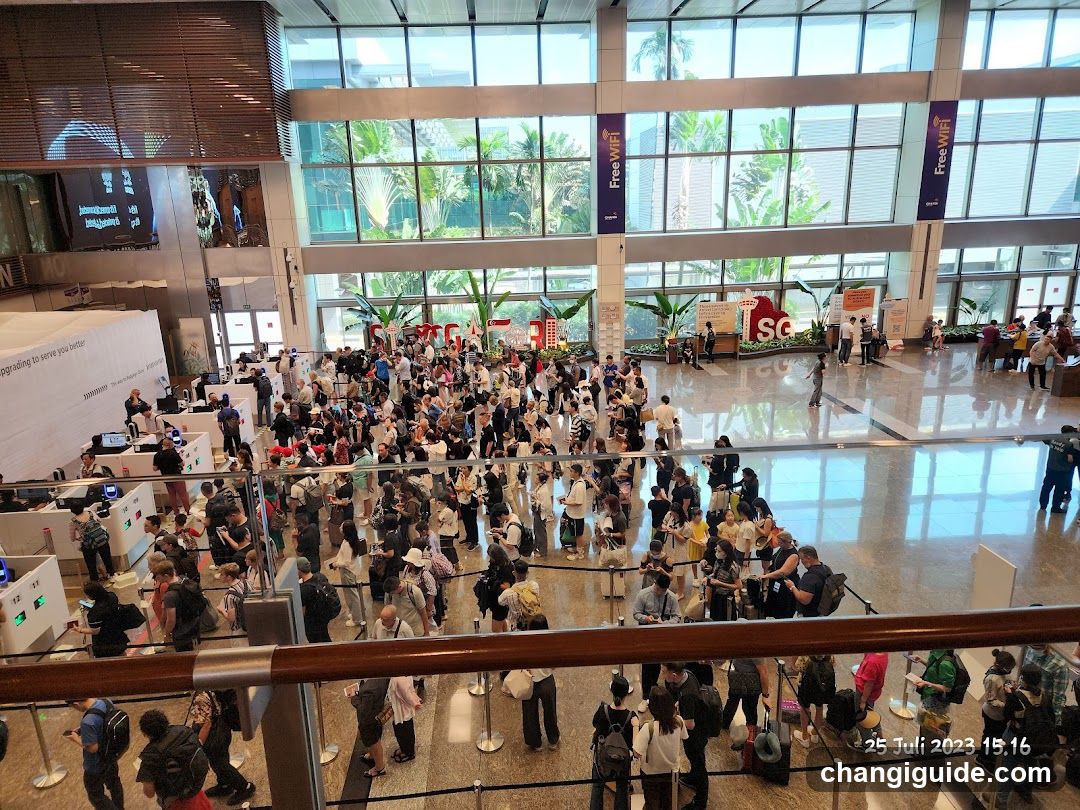 Airport Terminal Interior with Crowds