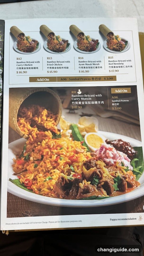 Bamboo Biryani Menu Page