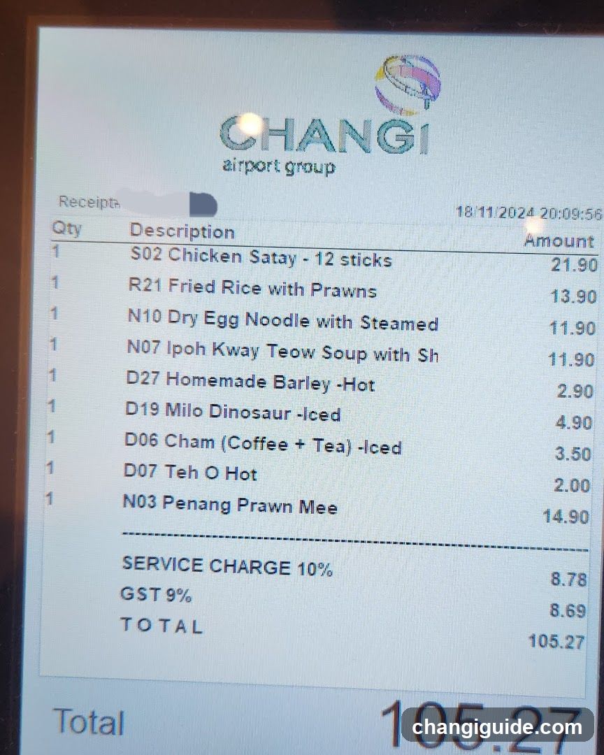 Changi Airport Group Receipt